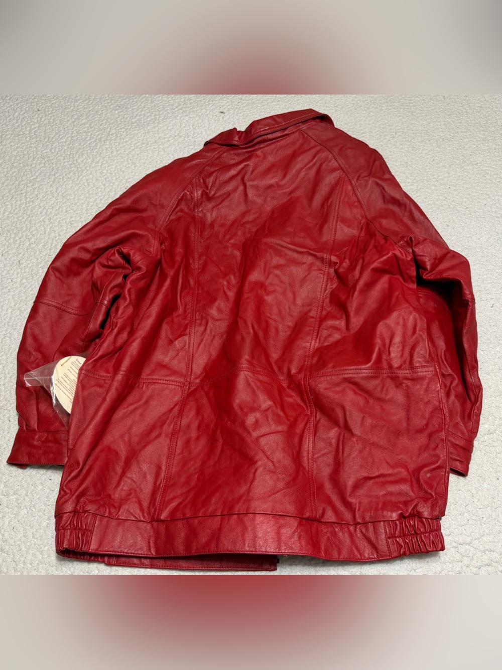 Vintage VENEZIA GENUINE Leather COLLARED Red Coat Fully Lined Insulated A8 - Picture 2 of 13